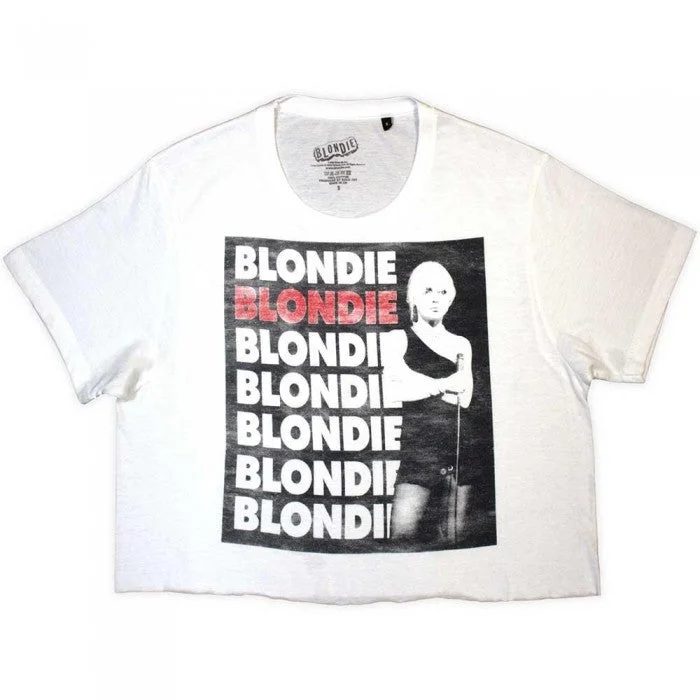 Blondie Womens/Ladies Stacked Logo Crop Top Chenille Blend Fleece Blend Nylon Blend