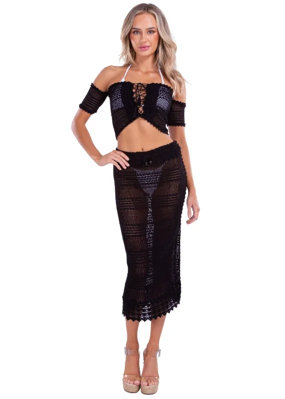 'Mary Kate' Crochet Crop Top Fleece Fabric Down Fabric Feather Fabric