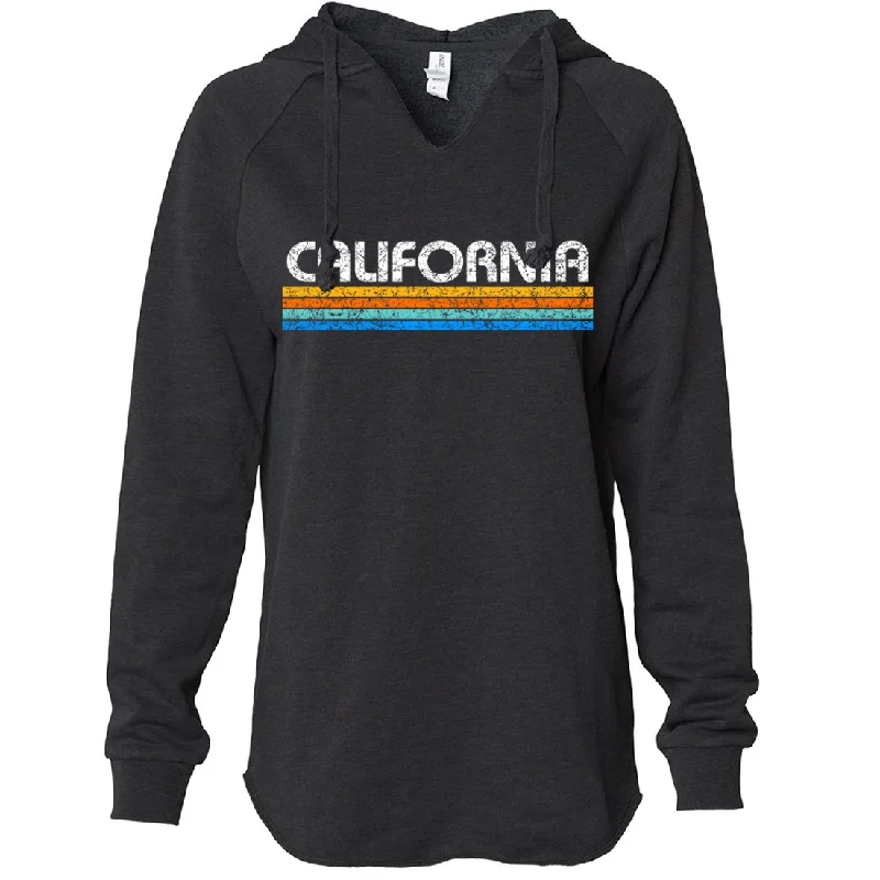 California Vintage Stripe Women's Soft Hooded Pullover