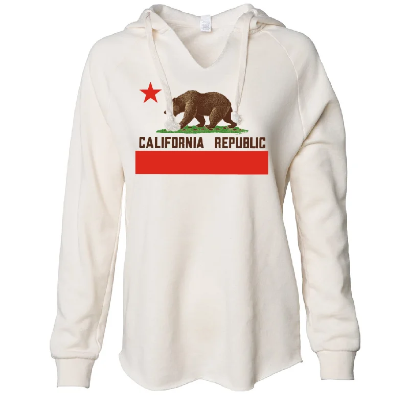 Don Pimentel California Republic Bear Flag Brown Text Women's Soft Hooded Pullover