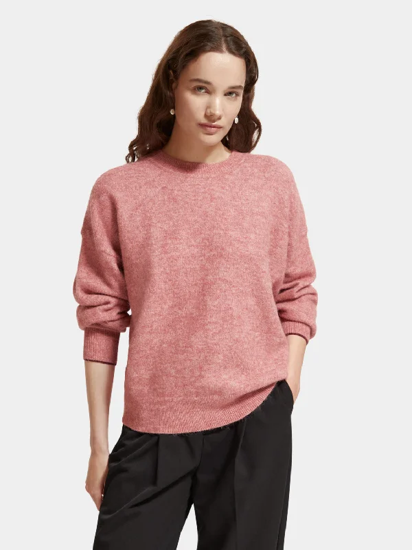 Fuzzy crewneck pullover