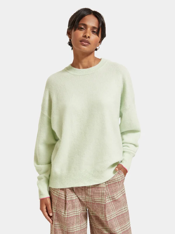 Fuzzy crewneck pullover