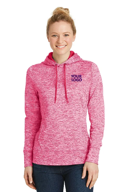 Sport-Tek Ladies PosiCharge Electric Heather Customized Fleece Hooded Pullovers, Power Pink Electric