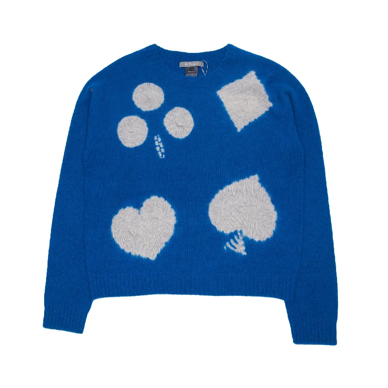 Suzusan Seamless Short Pullover in Shibori Dot Royal Blue / Sand