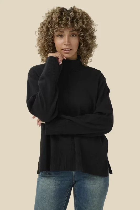 Anva Rollneck Pullover Bishop Sleeve Elegant