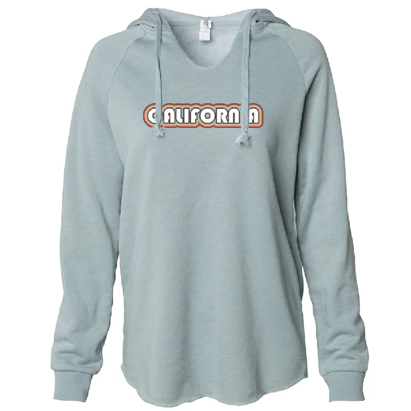 California 70's Rainbow Women's Soft Hooded Pullover Oversized Cozy Pullover