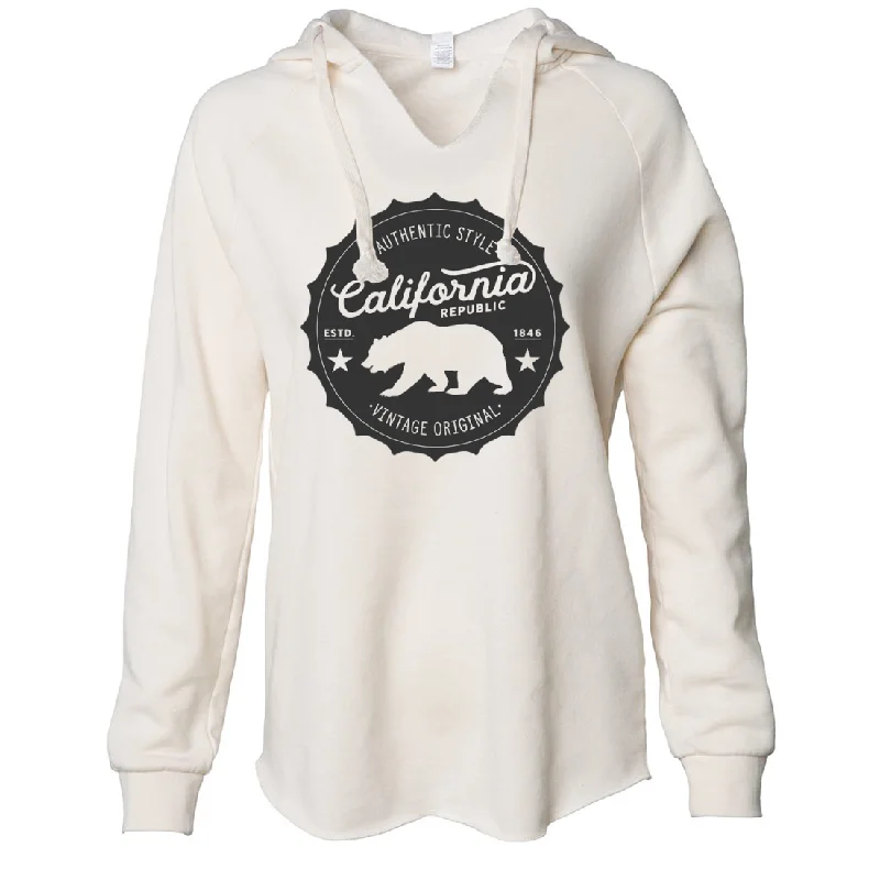 California Authentic Vintage Bottlecap Women's Soft Hooded Pullover Zipper Front Cardigan
