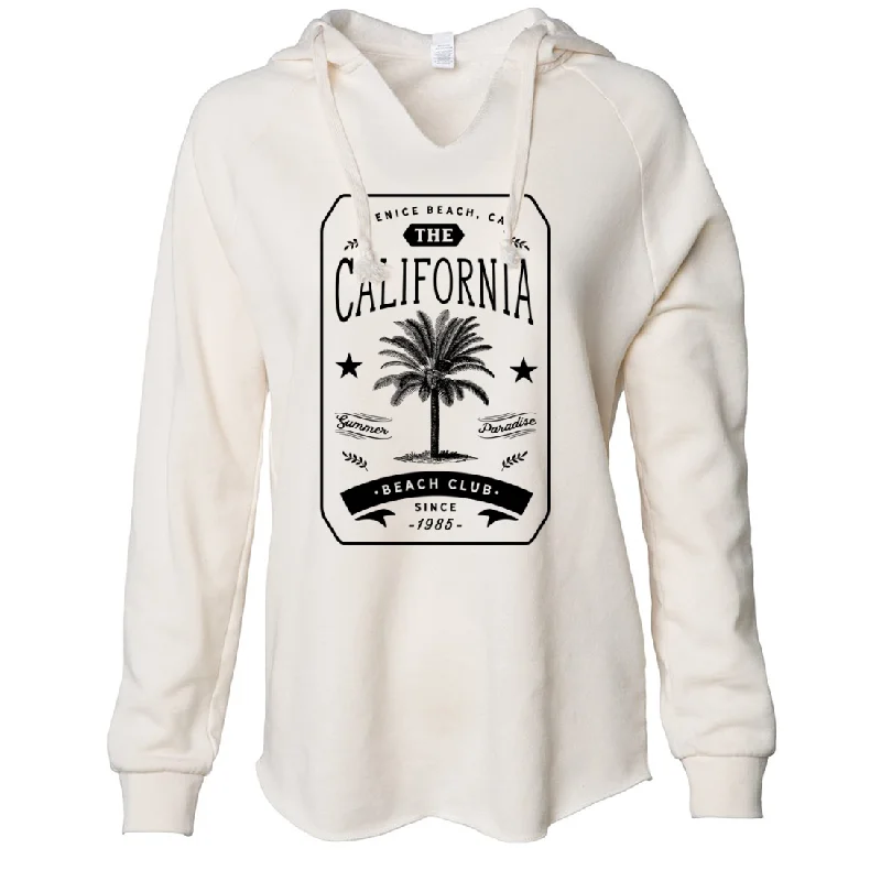 California Beach Club Women's Soft Hooded Pullover Lapel Neck Sweater