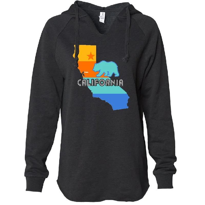 California Bear State Stripes Women's Soft Hooded Pullover Fitted Ribbed Sweater