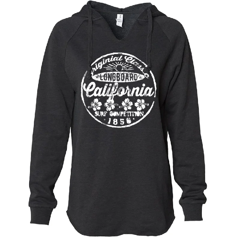 California Classic Surf Competition Women's Soft Hooded Pullover Boat Neck Sweater