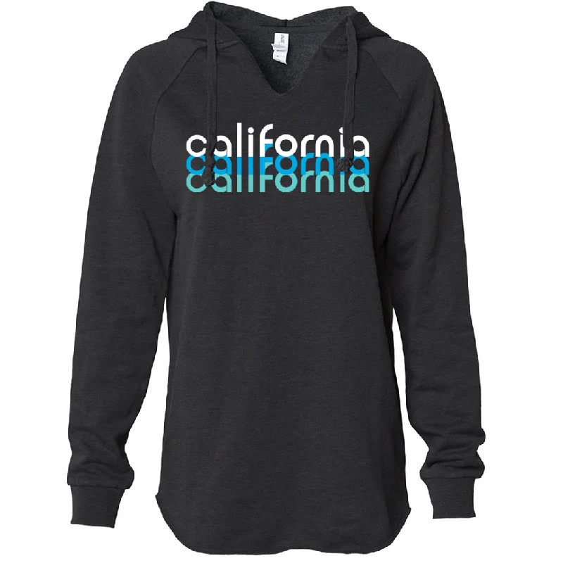 California Cool Stacked Women's Soft Hooded Pullover Ruffle Sleeve Feminine