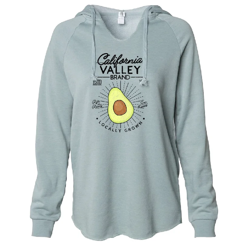 california grown avocado Women's Soft Hooded Pullover Plunging Neck Pullover