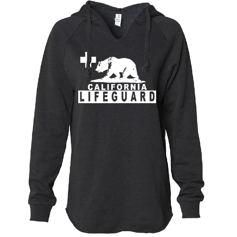 California Lifeguard Women's Soft Hooded Pullover Bateau Neck Pullover