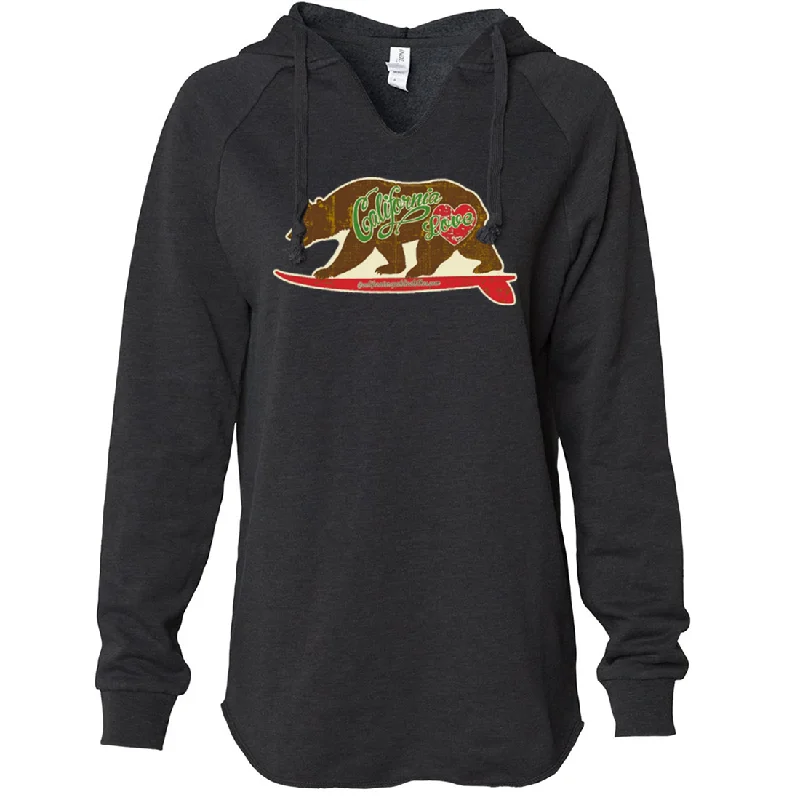 California Love Vintage Surfboard Women's Soft Hooded Pullover High Neck Pullover