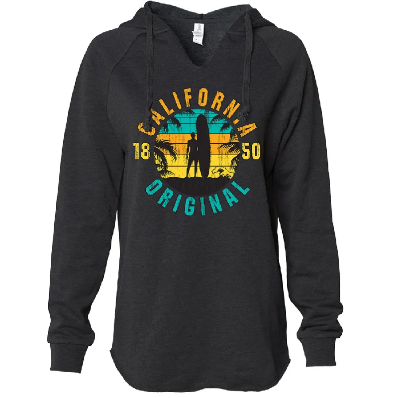 California Original Vintage Surfer Women's Soft Hooded Pullover Slouchy Comfort Pullover