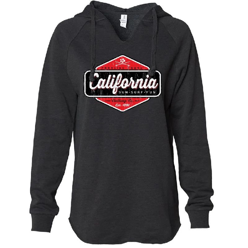 California Paradise Found Women's Soft Hooded Pullover Short Sleeve Top
