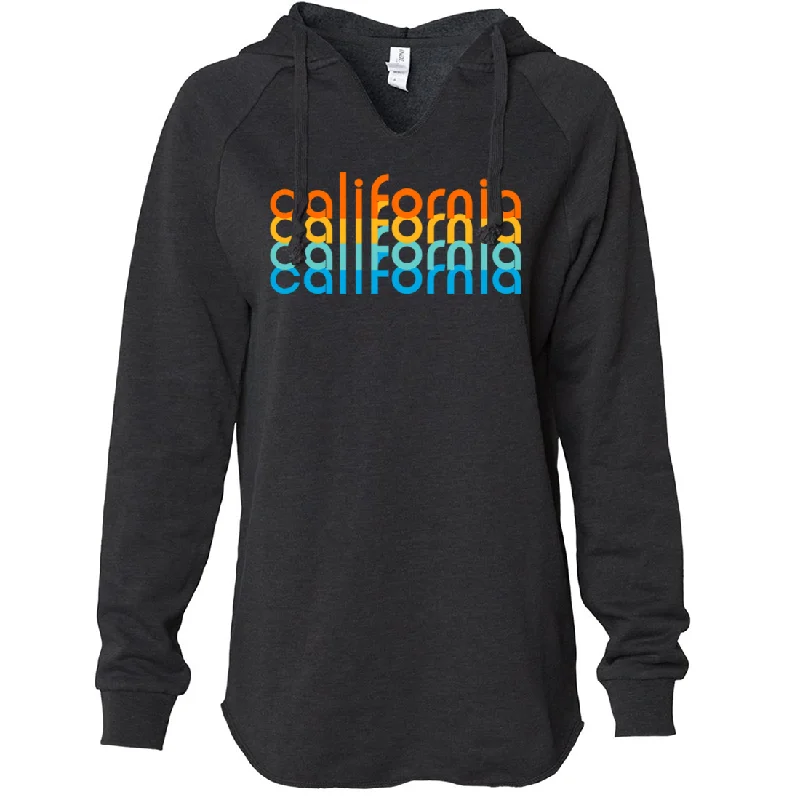 California Rainbow Stack Women's Soft Hooded Pullover Solo Sleeve Pullover