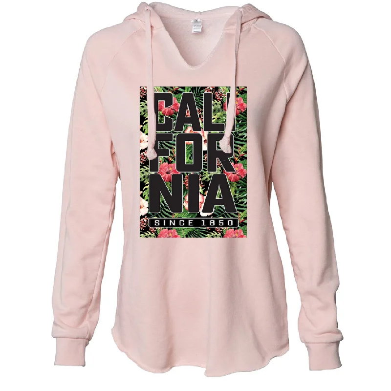 California Republic 1850 Floral Women's Soft Hooded Pullover One Shoulder Top