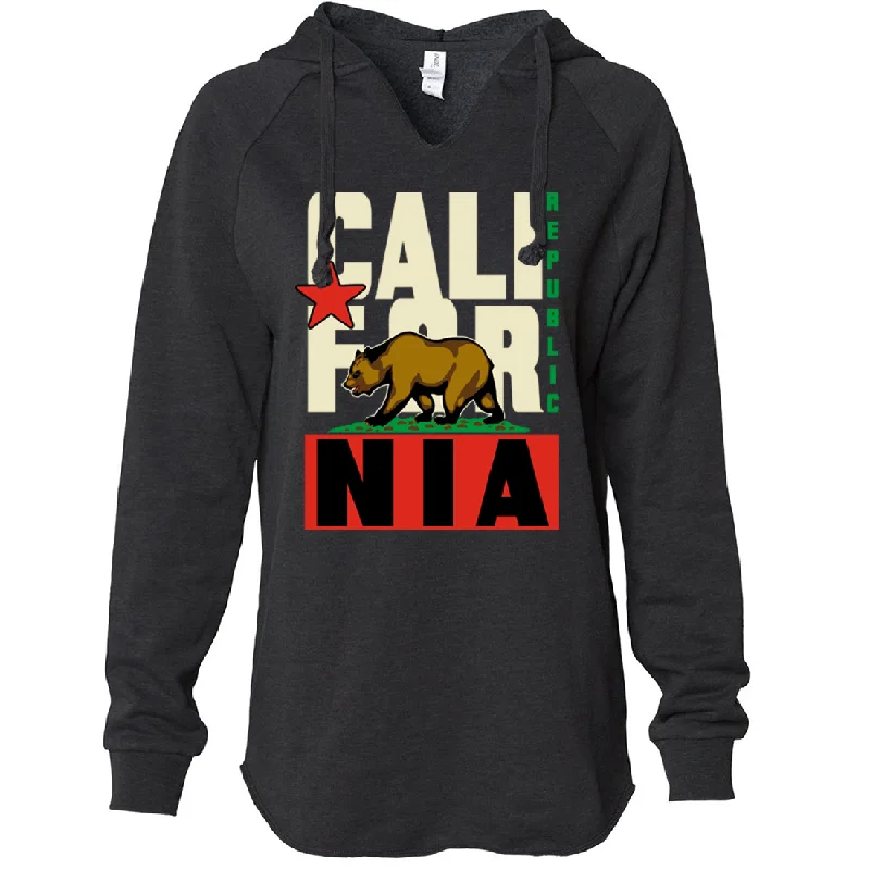 California Republic Original Retro Bold Women's Soft Hooded Pullover Tapered Sleeve Pullover