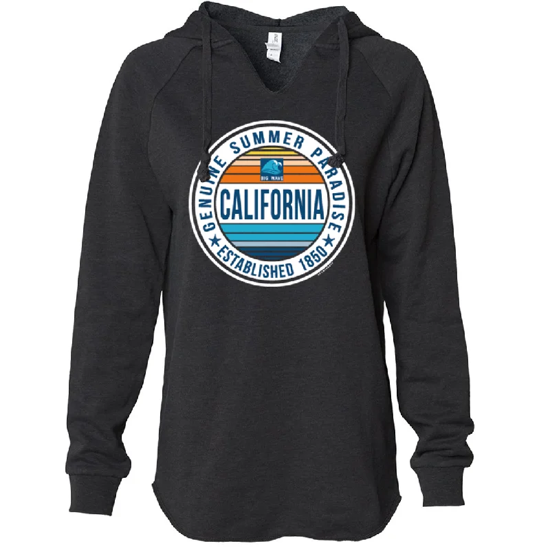 California Summer Paradise Women's Soft Hooded Pullover Shawl Collar Sweater