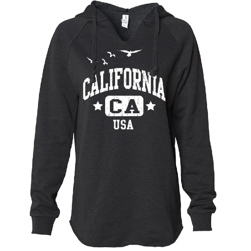 California USA Women's Soft Hooded Pullover Chenille Soft Sweater