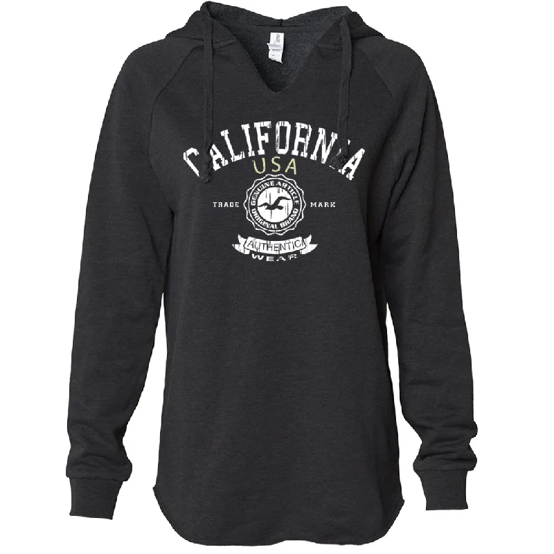 California Vintage Genuine Article Women's Soft Hooded Pullover Ribbed Crew Neck