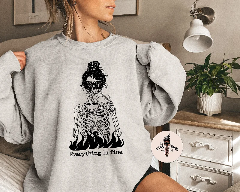 EVERYTHING IS FINE // UNISEX PULLOVER Open Neck Pullover