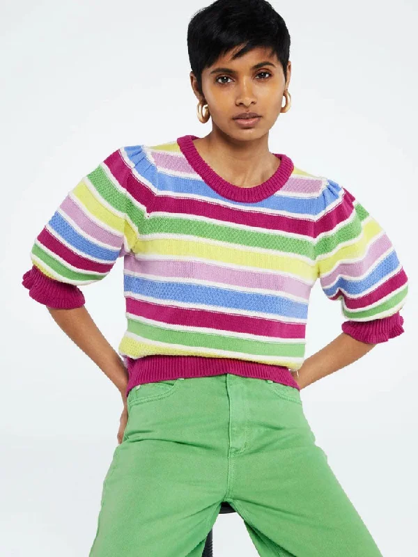 Fabienne Chapot Roberta Stripe Pullover Multi Ribbed Crew Neck
