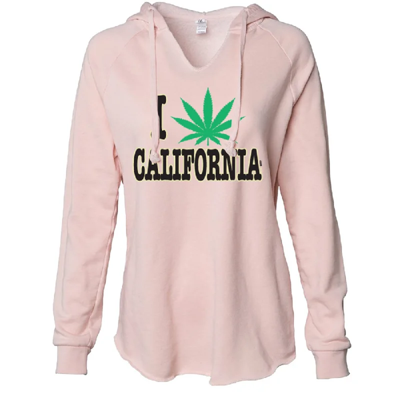 I  Love Pot California Women's Soft Hooded Pullover Short Sleeve Top