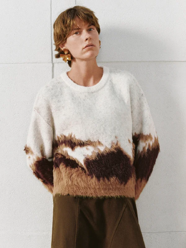Loose Pullover Knitted T-Shirts Crew Neck Wool