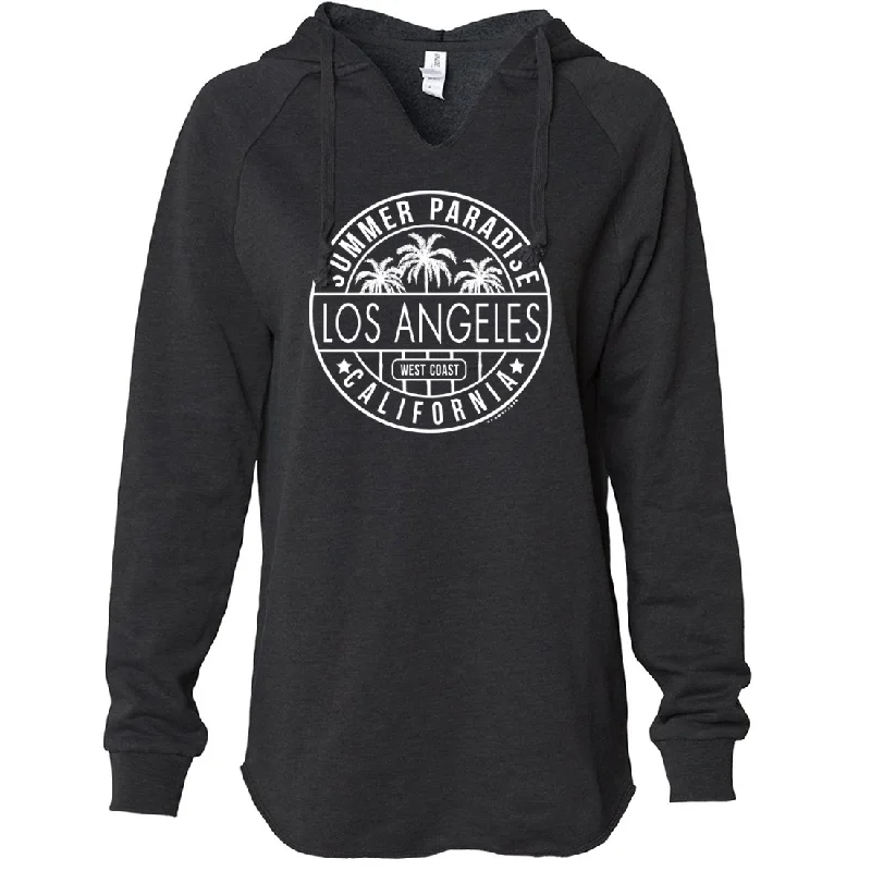 Los Angeles California West Coast Women's Soft Hooded Pullover Button Front Sweater