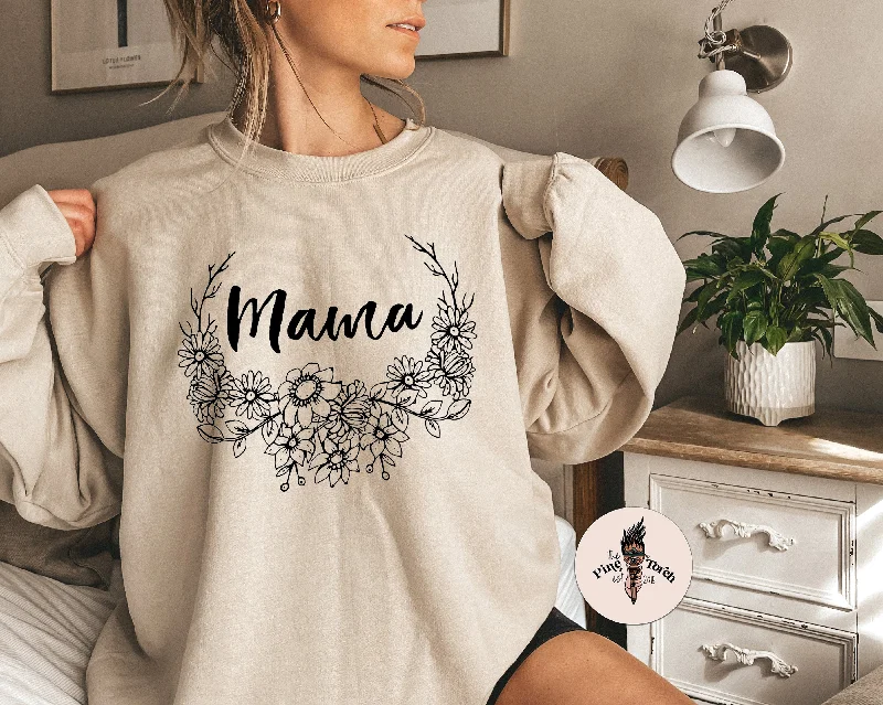 MAMA BOHO WREATH // UNISEX PULLOVER Sabrina Neck Pullover