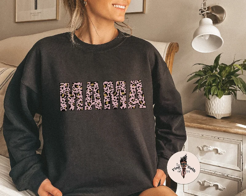 MAMA PINK LEOPARD PRINT // UNISEX PULLOVER Seamless Knit Pullover