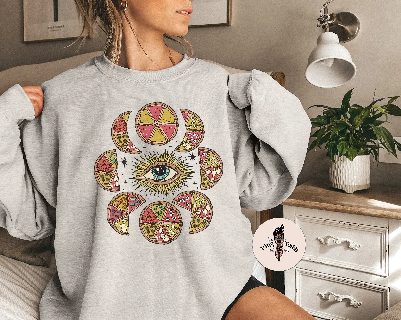 MOON PHASE PIZZA // UNISEX PULLOVER Cold Shoulder Design