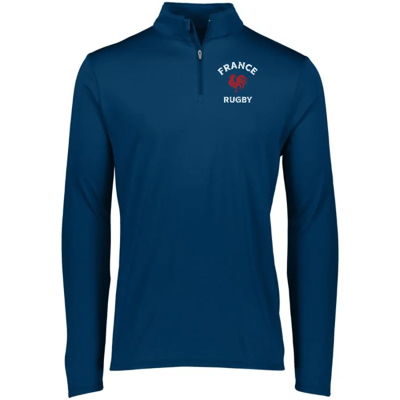 Nations of Rugby France Rugby 1/4 Zip Pullover Shirred Sleeve Feminine