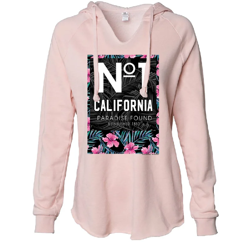 No 1 California Paradise Found Women's Soft Hooded Pullover V-Neck Stylish Pullover