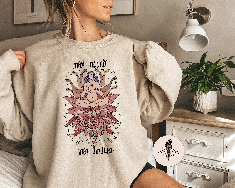 NO MUD NO LOTUS // UNISEX PULLOVER Saggy Sleeve Comfort