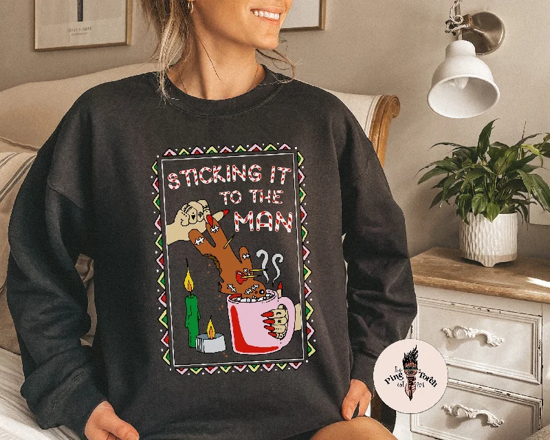 STICKING IT TO THE MAN // UNISEX PULLOVER Button Front Sweater