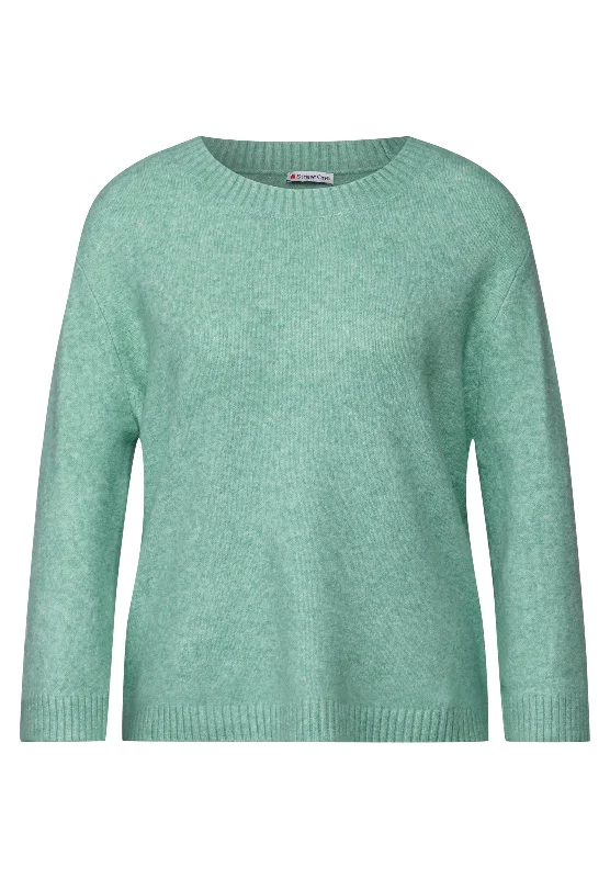 Strickpullover mit Rundhals Notched Neck Pullover