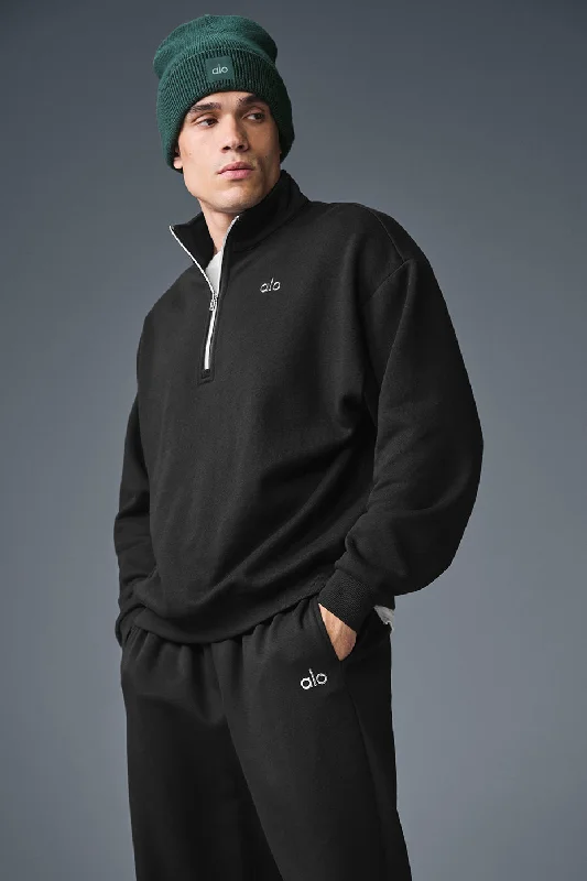 Accolade 1/4 Zip Pullover - Black Boat Neck Sweater