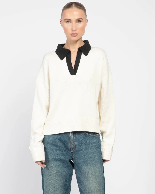 Cotton Cashmere Pullover Open Neck Pullover
